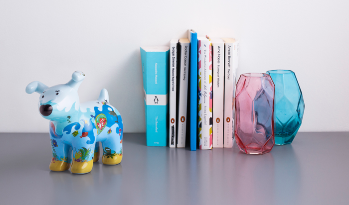 Snowdog under the Sea on a bookshelf